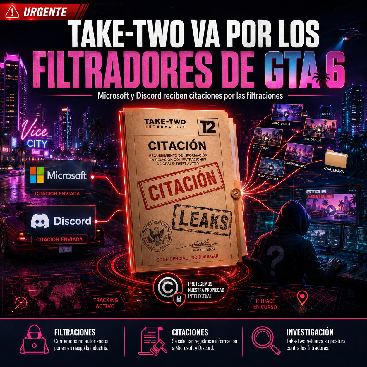 Take-Two va tras los responsables de las filtraciones de GTA 6 y exige datos a Microsoft y Discord 🚨🎮
