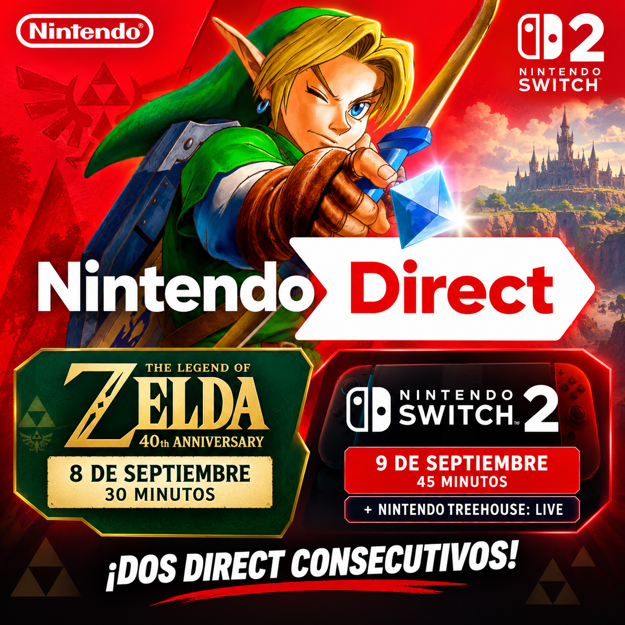 🎮 Nintendo anuncia dos Direct consecutivos: Zelda celebrará sus 40 años y Switch 2 prepara novedades